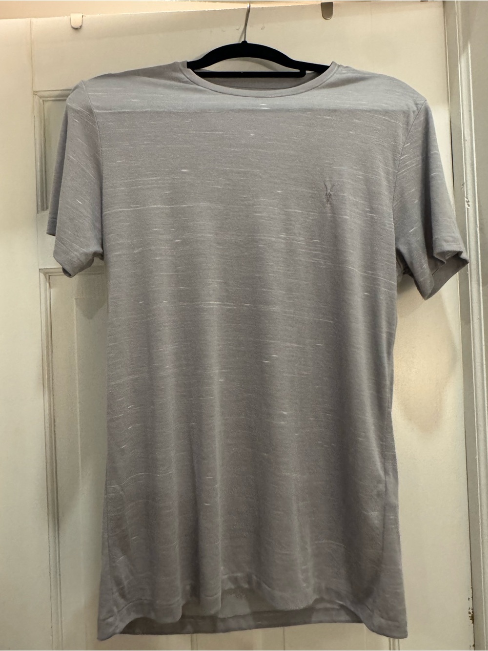 All Saints Men's Light Gray Slub Crew Neck Tee